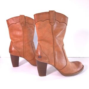 Born Light Brown Leather Heeled Boots
